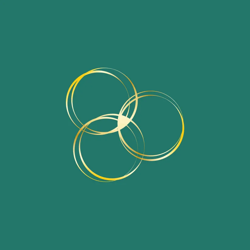 Logo iconographique AreliA Performance avec cercles dorés sur fond vert.